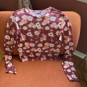 ASOS Design Flower Print Mesh Top Size 6